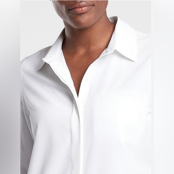ATHLETA Urbanite Top 2.0 Women's 3X Bright White Button Up Shirt Stretch NWT - Picture 3 of 15